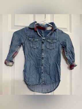 Baby Gap Denim Kids Shirt with Plaid Accents